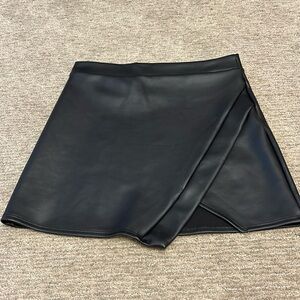 Cheryl Kids-Black Faux Leather a-line skirt